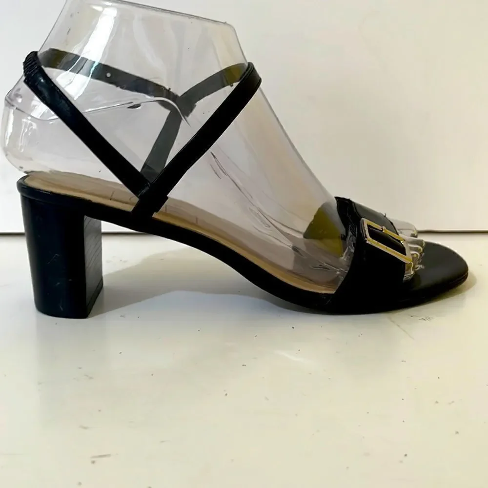Loft Black Block Heel Y2K Whimsigoth Mary Jane Sandals With Silver Buckle Size 6